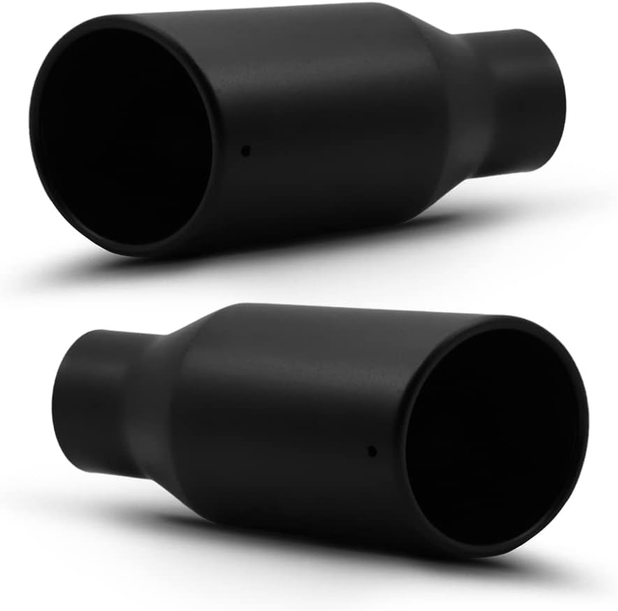 Black Stainless Steel Exhaust Tip 2PCS 2.5" Inlet 4" Outlet 9" Long Weld On O92167
