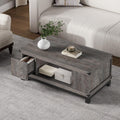 Grey Wood Coffee Table with Drawers and Shelves T3951