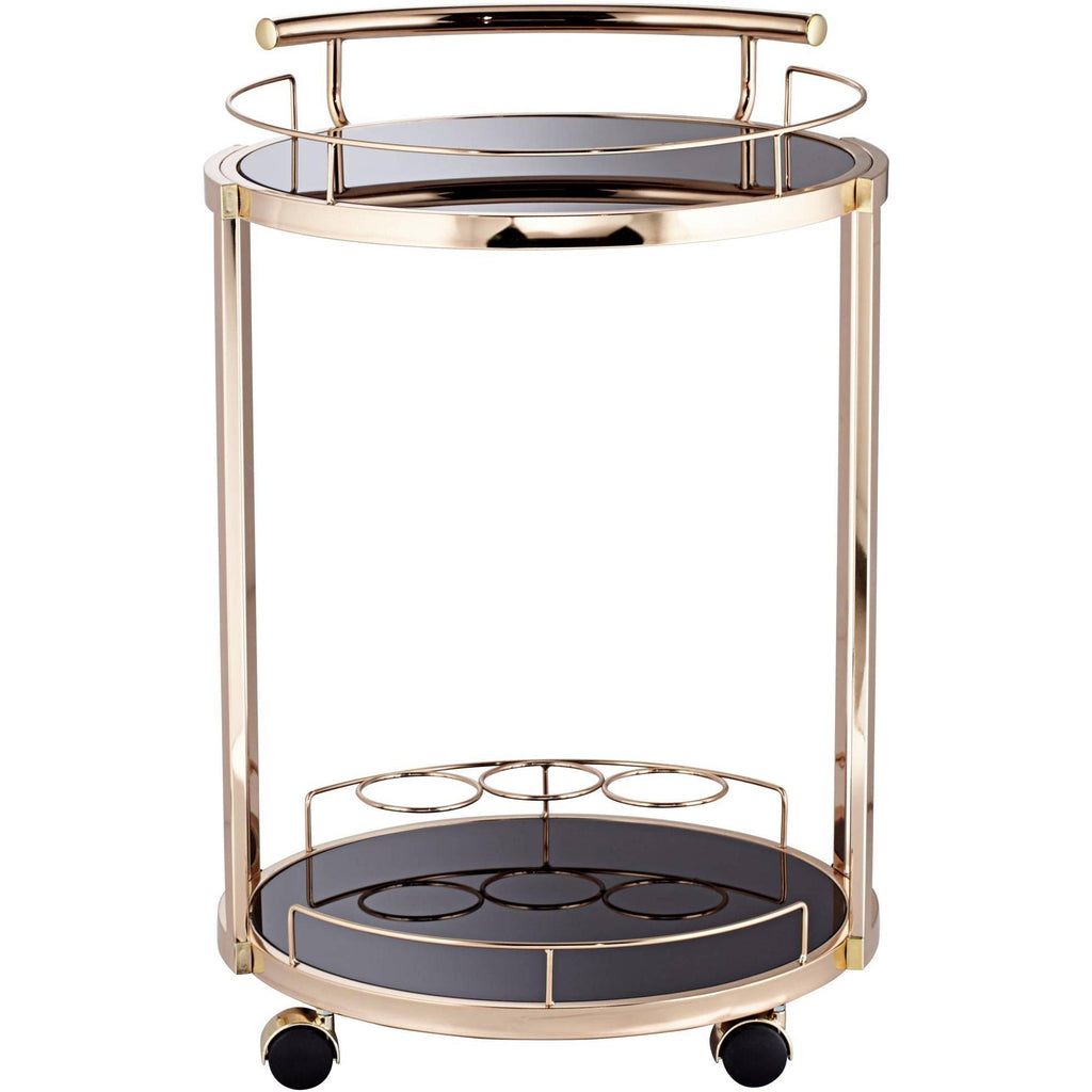 Round Black Glass Serving Cart M261
