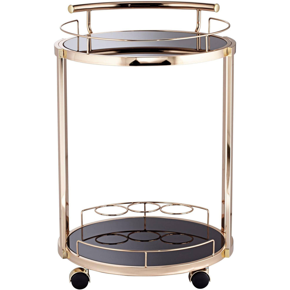 Round Black Glass Serving Cart M261
