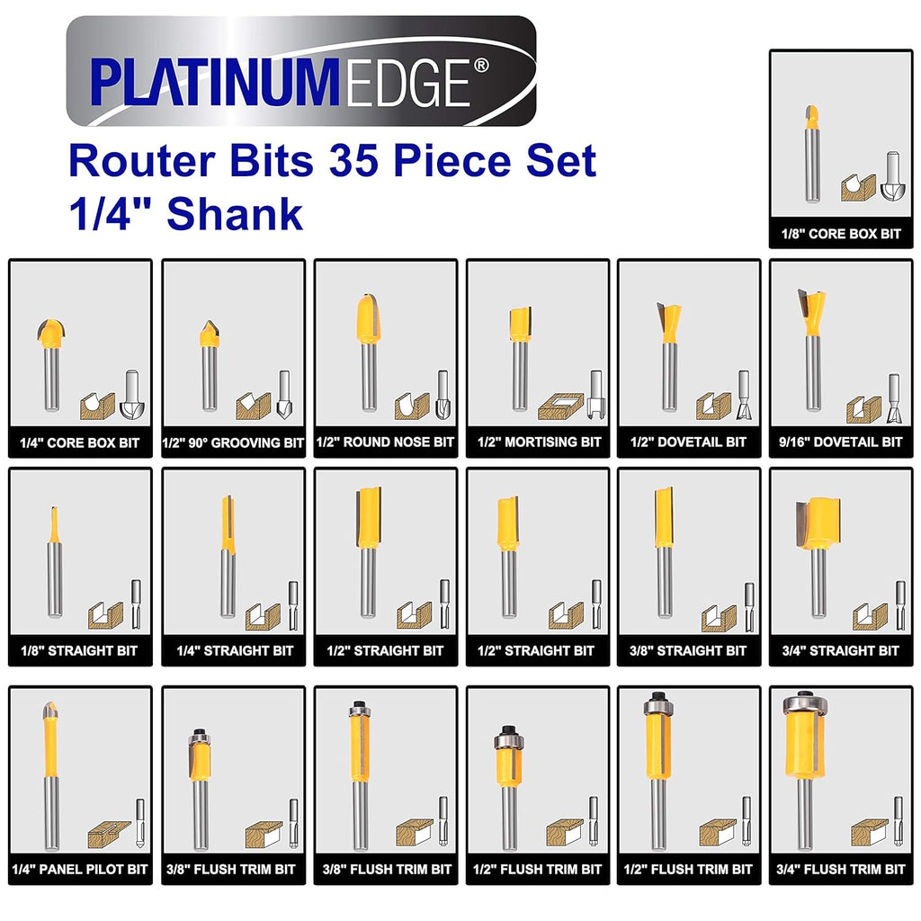 35 Piece Tungsten Carbide Router Bits Set with 1/4 Shank P904