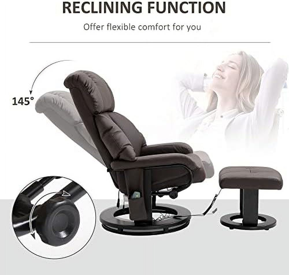 Black Faux Leather Recliner Chair with Ottoman Footrest L718