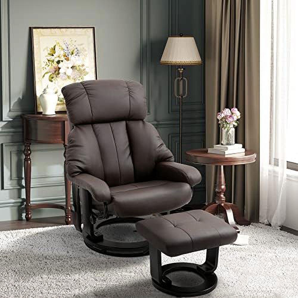 Black Faux Leather Recliner Chair with Ottoman Footrest L718