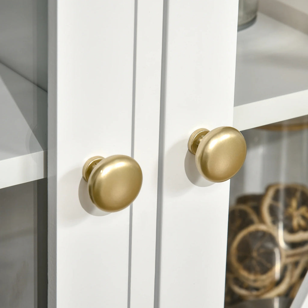 White Sideboard Buffet Cabinet with Glass Doors and 3 Drawers B465