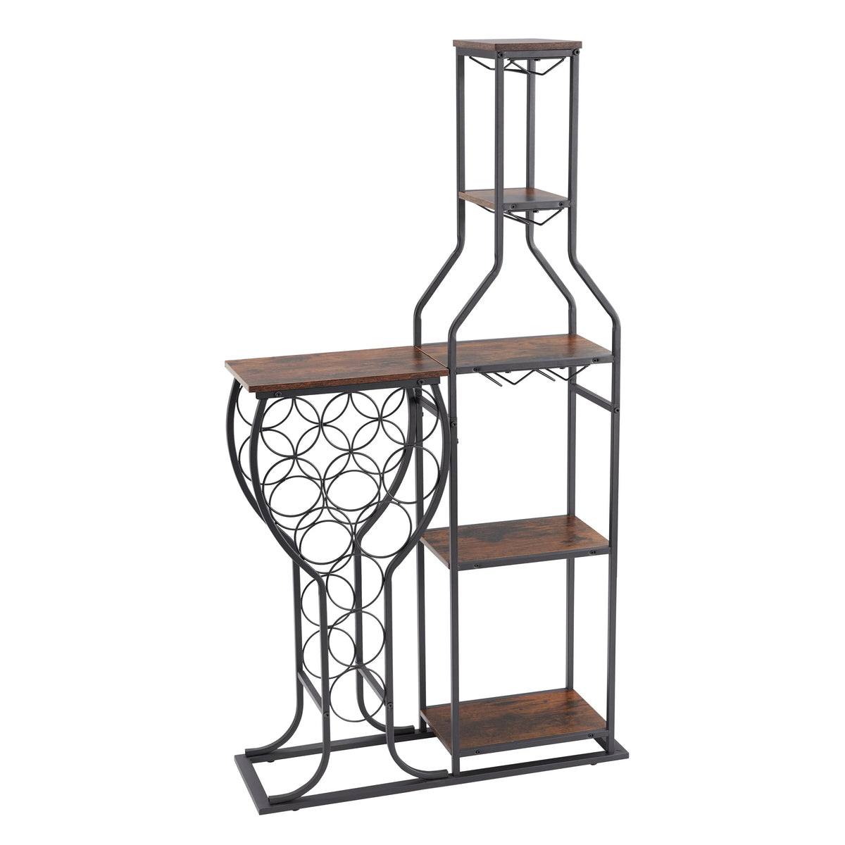Freestanding 5-Tier Wine Rack with Wine Glasses Holder T3878