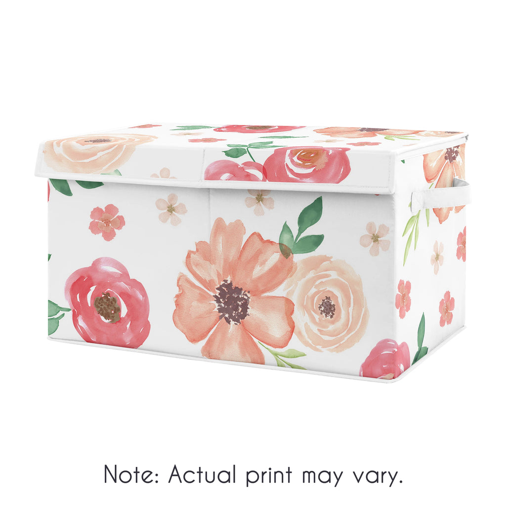 Watercolor Floral Peach Rose Storage Fabric Toy Box U9269