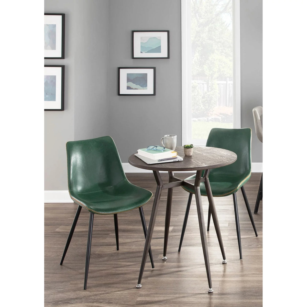 Grey Faux Leather Dining Chair Set of 2 A3037