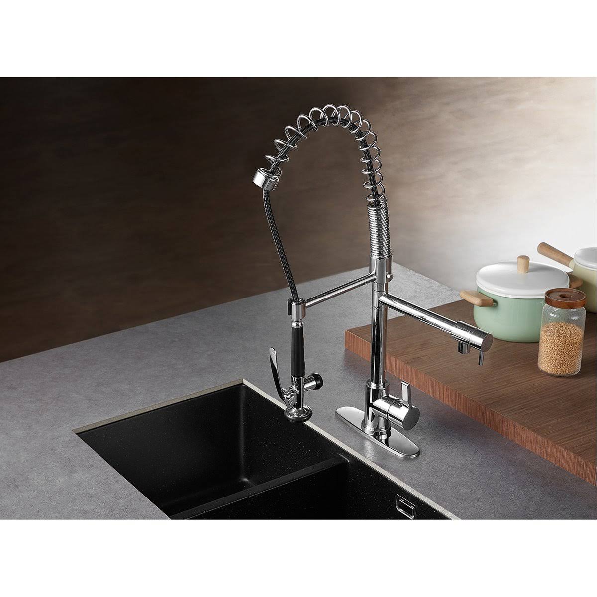 Single-Handle Pre-Rinse Kitchen Faucet Brushed Brass F24254