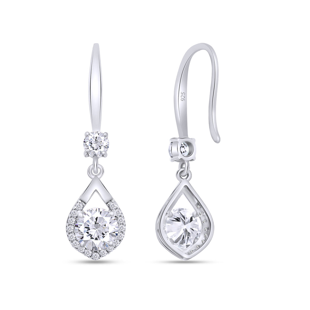 2CT Moissanite Dangle Earrings, D Color Ideal Cut Lab Created Diamond 18K White Gold Plated 925 Sterling Silver Mermaid Tear Drop Earrings D2431