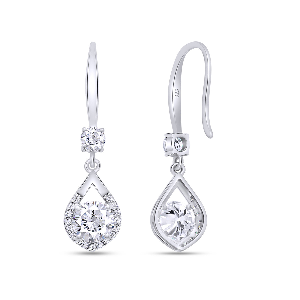 2CT Moissanite Dangle Earrings, D Color Ideal Cut Lab Created Diamond 18K White Gold Plated 925 Sterling Silver Mermaid Tear Drop Earrings D2431