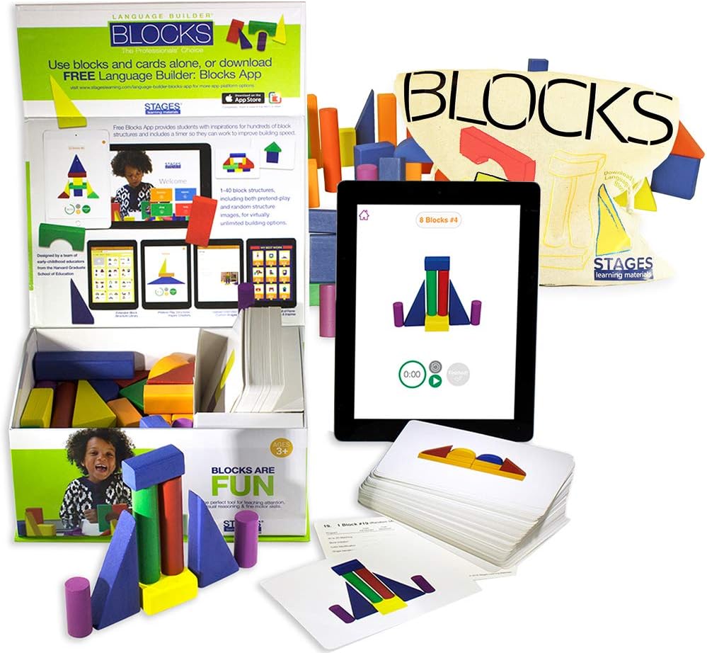 Language Builder Block Imitation Kit 120 Flashcards 90 Wood Blocks H788390