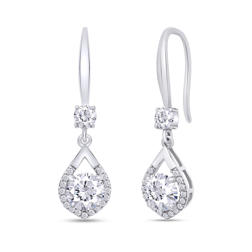 2CT Moissanite Dangle Earrings, D Color Ideal Cut Lab Created Diamond 18K White Gold Plated 925 Sterling Silver Mermaid Tear Drop Earrings D2431
