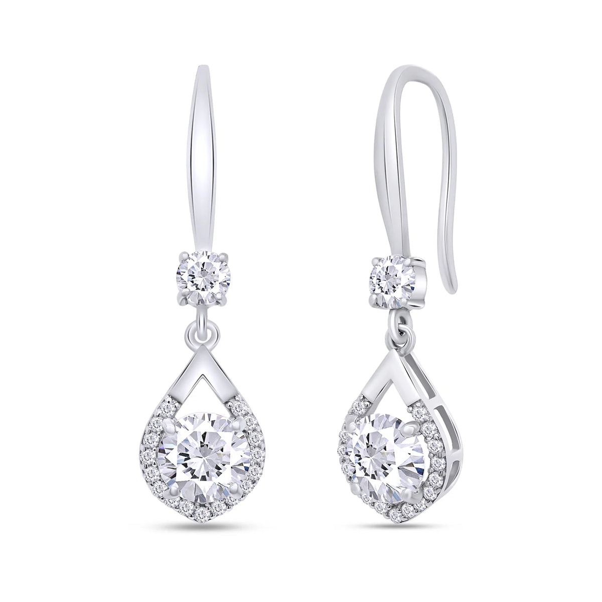 2CT Moissanite Dangle Earrings, D Color Ideal Cut Lab Created Diamond 18K White Gold Plated 925 Sterling Silver Mermaid Tear Drop Earrings D2431