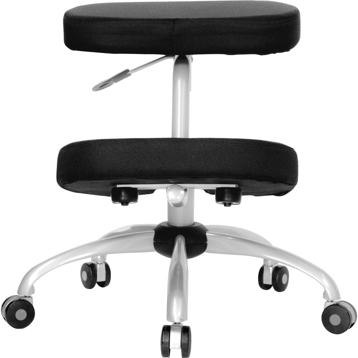 Ergonomic Kneeling Office Chair with Silver Frame in Black Fabric F26769