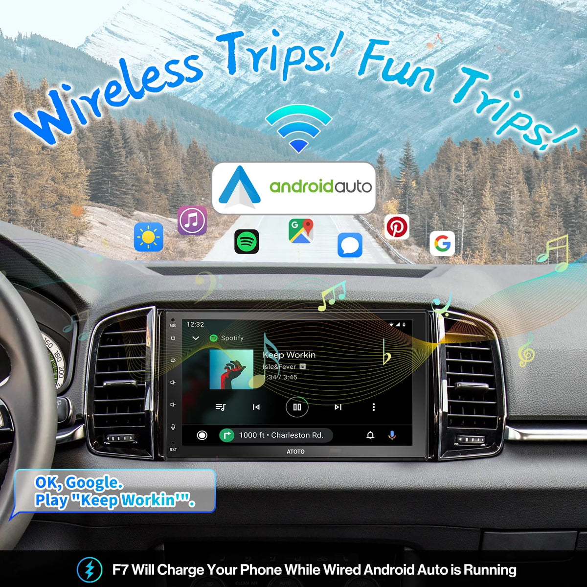 Double Din Car Stereo 7inch TouchScreen Wireless Apple Carplay Android Auto Bluetooth C825