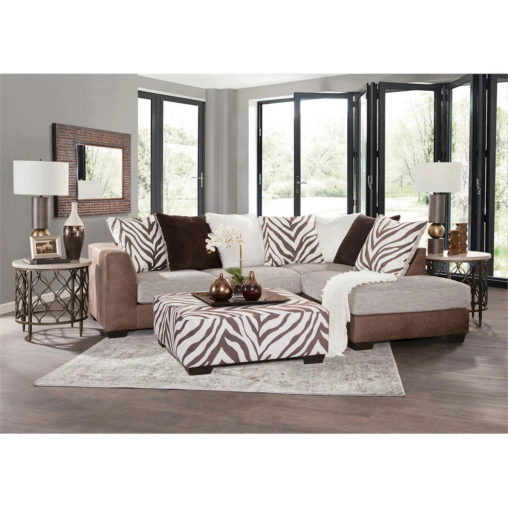 Brown and White Zebra Upholstered Ottoman C487223