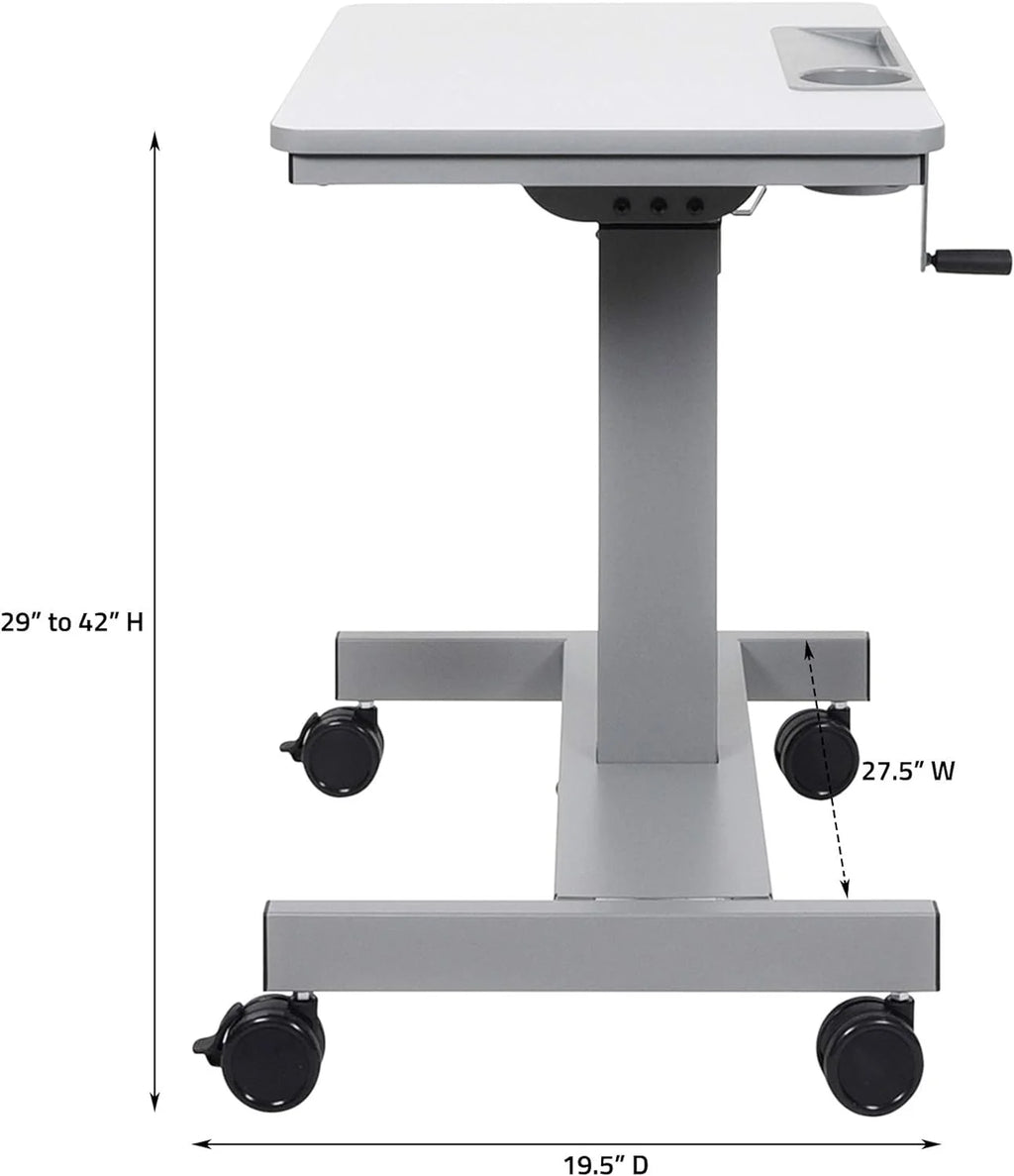 Height Adjustable Sit Stand Desk with Crank Handle and Pencil, Water Bottle Holder P1515