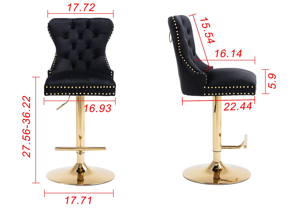 Black Velvet Swivel Bar Stools, Set of 2 Q778