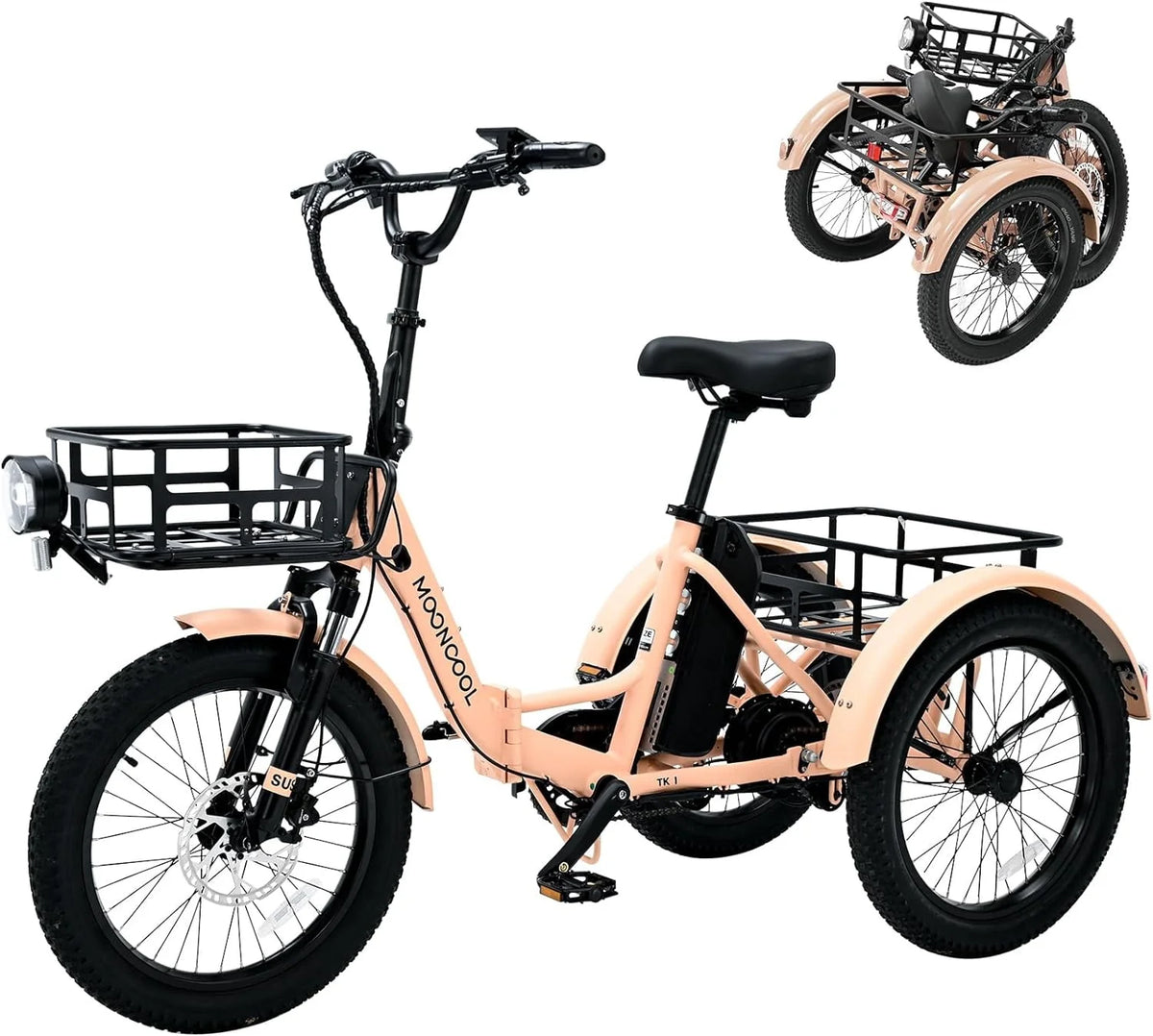24 26 3 Wheel 350W 36V 7 Speeds Electric Tricycle with Large Basket A33525