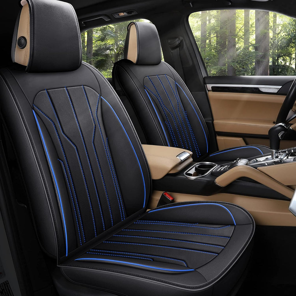 Beige Leatherette Car Seat Covers, Front Pair L3383