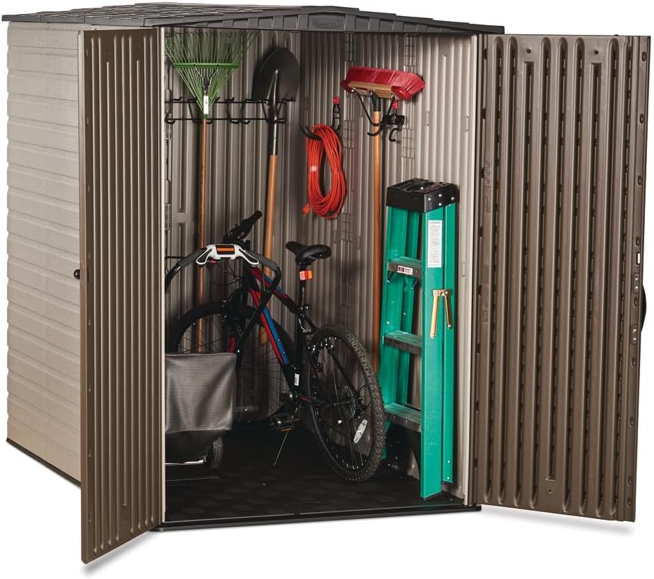 Large Vertical Resin Outdoor Storage Shed (5 x 6 Ft), Brown S225