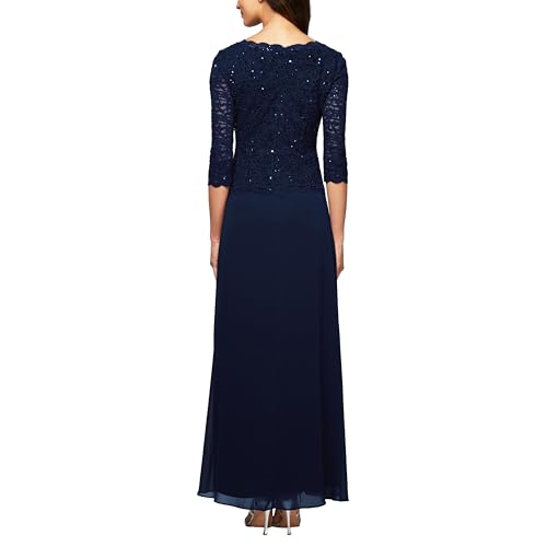3/4 Sleeve Stretch Lace Bodice One Piece Dress E28079