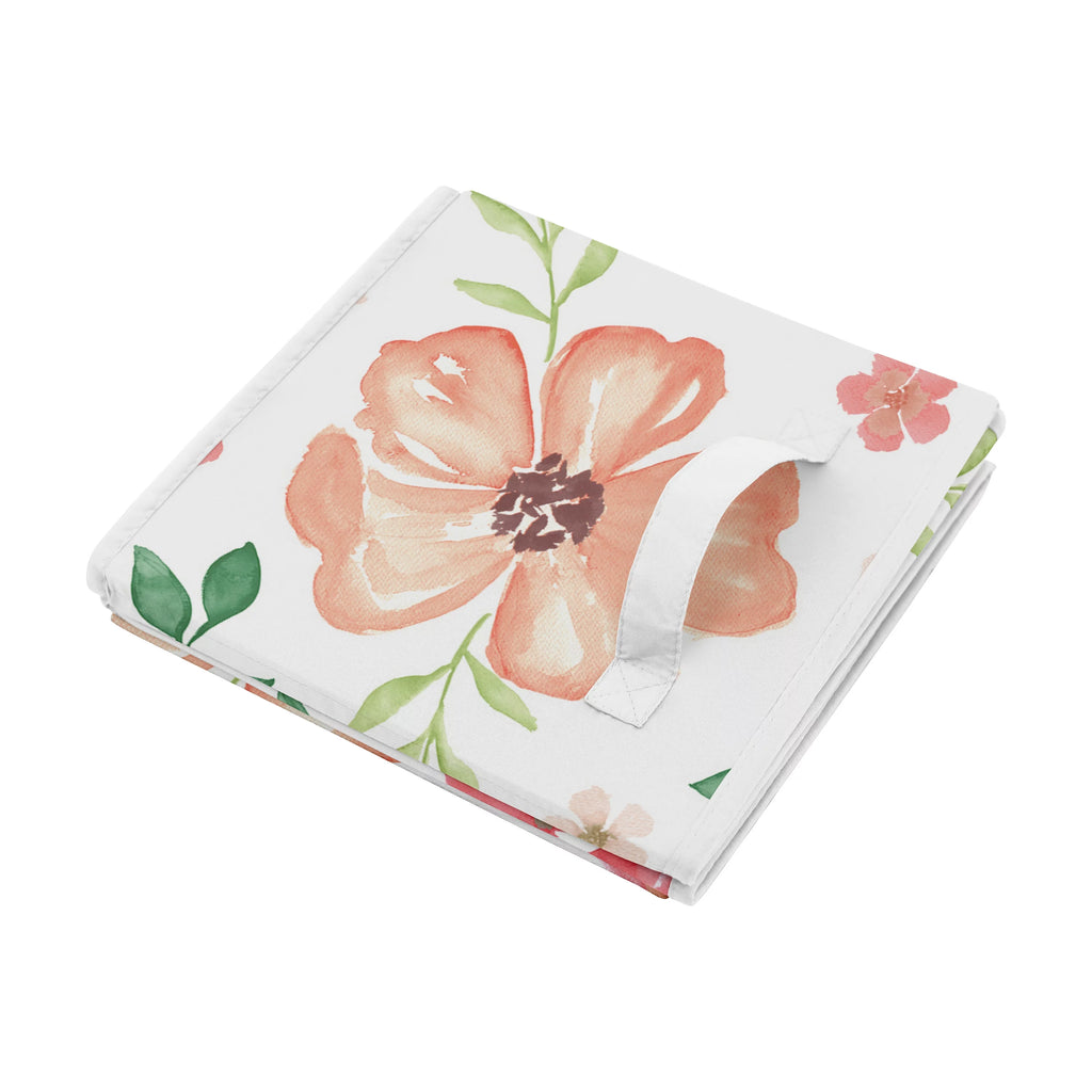Watercolor Floral Peach Rose Storage Fabric Toy Box U9269