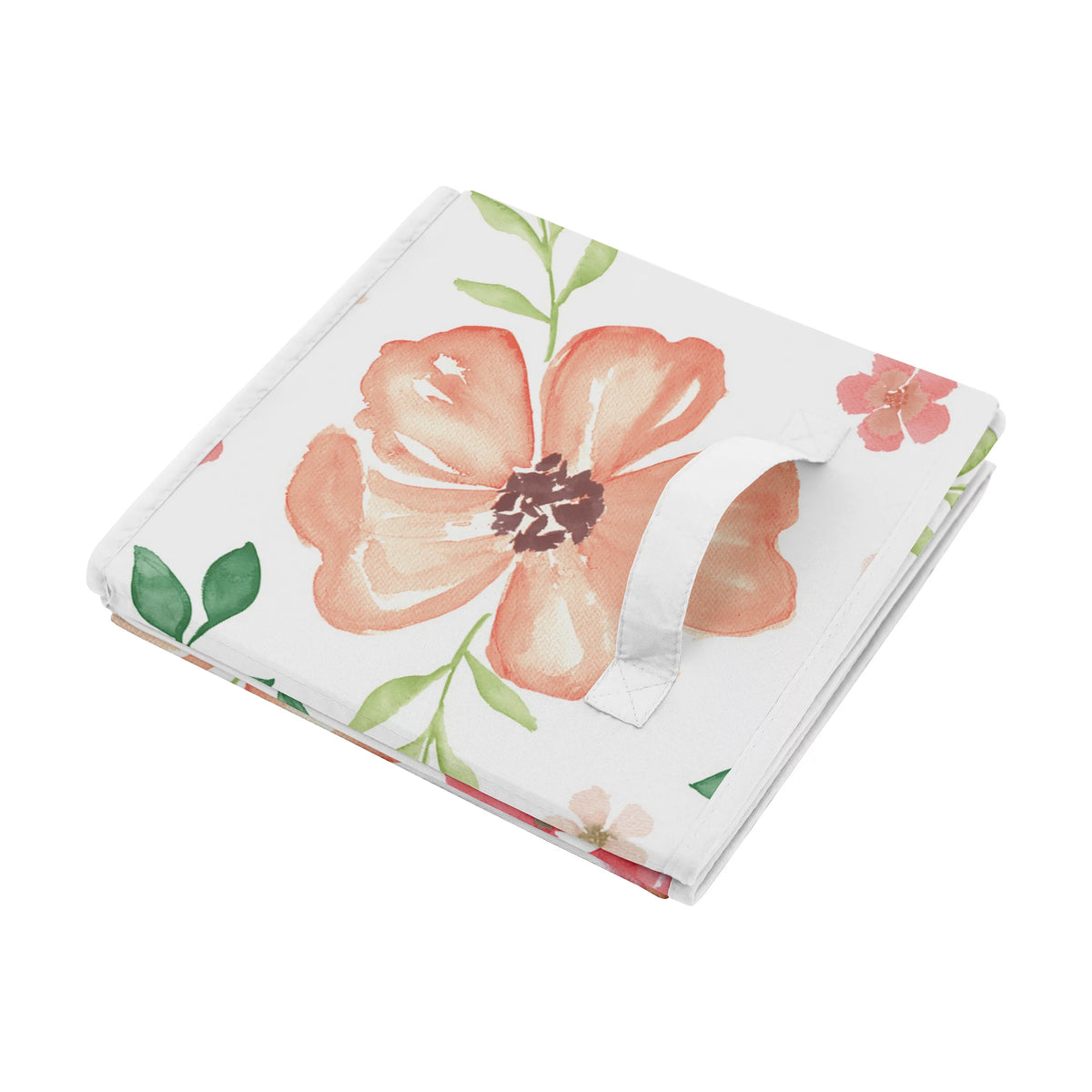 Watercolor Floral Peach Rose Storage Fabric Toy Box U9269