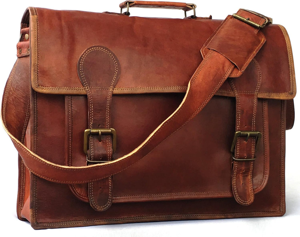 18 Inch Leather Messenger Bag Laptop Briefcase Satchel D500527