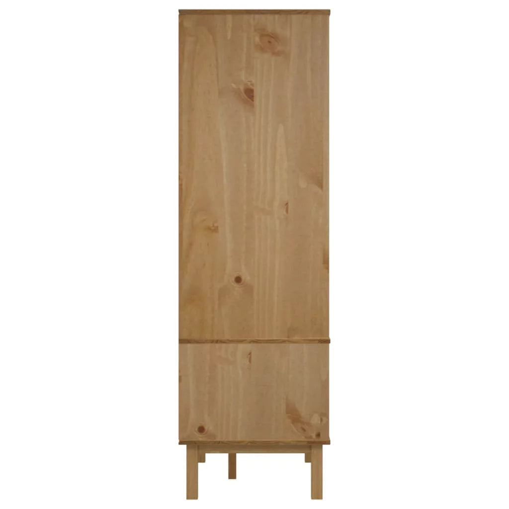 Brown and Gray Solid Wood Pine Wardrobe X564