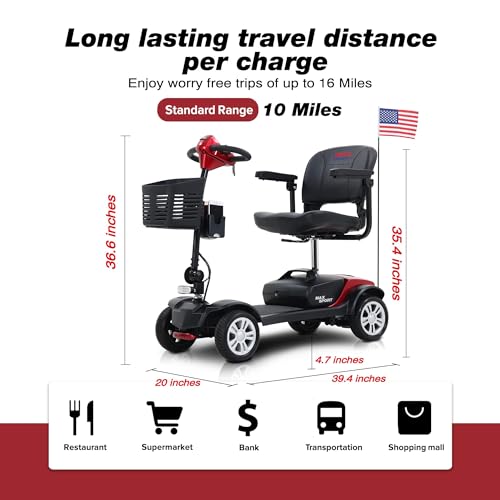 Red Foldable Electric Mobility Scooter with Basket V262933