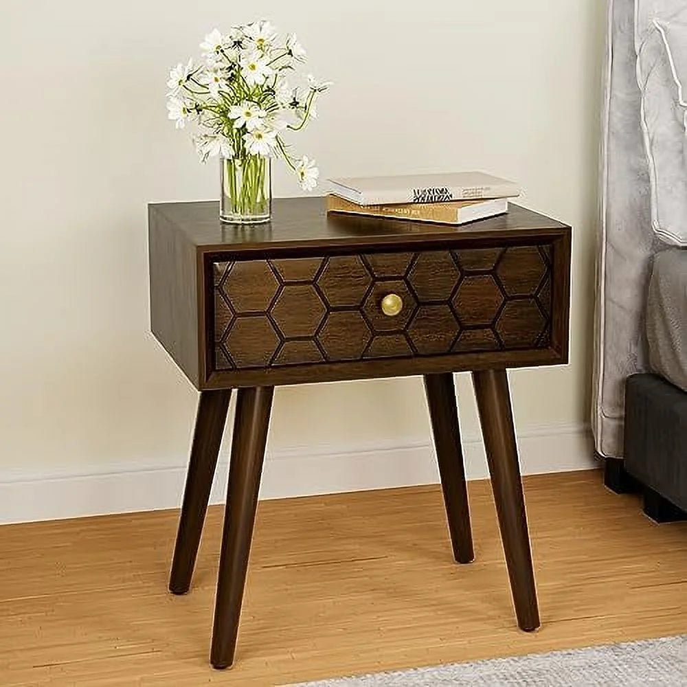 Rose Wood Brown End Table with Drawer S410011