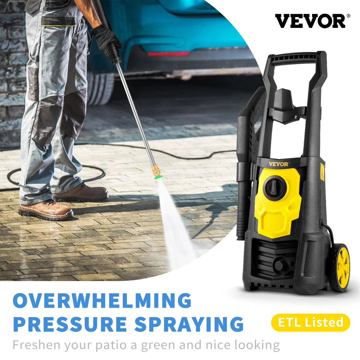 Electric Pressure Washer 2000PSI Max, 1.76 GPM Power Washer with 30 ft Hose and 5 Nozzles Foam Cannon K358