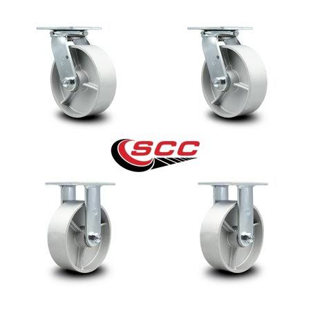 Semi Steel Cast Iron Swivel Top Plate Caster Set of 4 with Silver Wheels S326