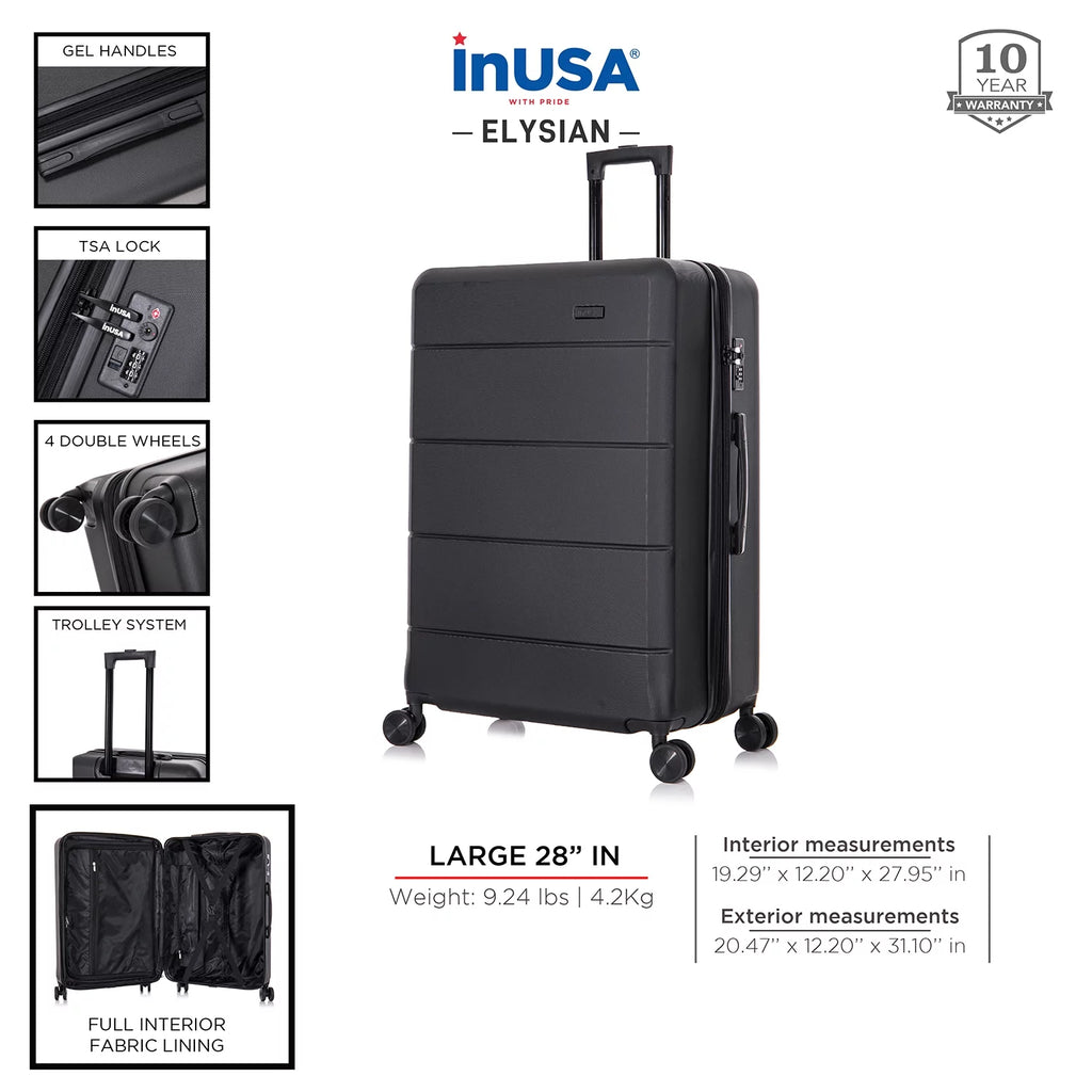 Black 28" Hardside Lightweight Luggage with Spinner Wheels Q358