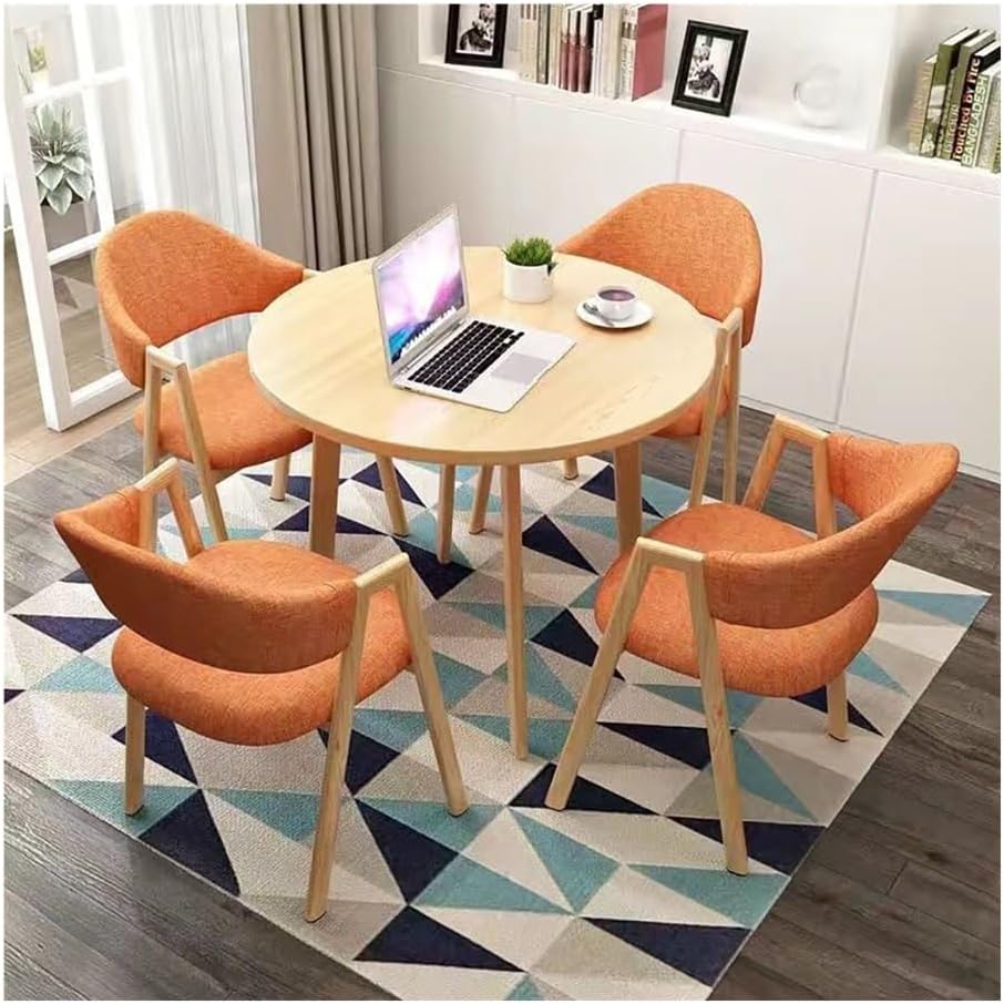 Round Faux Marble Dining Table Set with Upholstered Chair Q4121