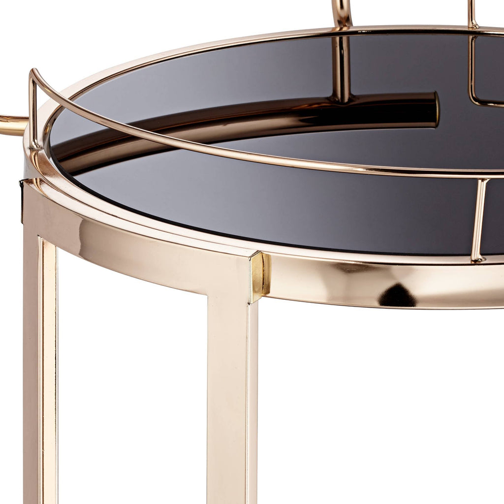 Round Black Glass Serving Cart M261