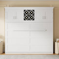 White Queen Size Murphy Wall Bed with Top Cabinets & Wine Rack Z52804