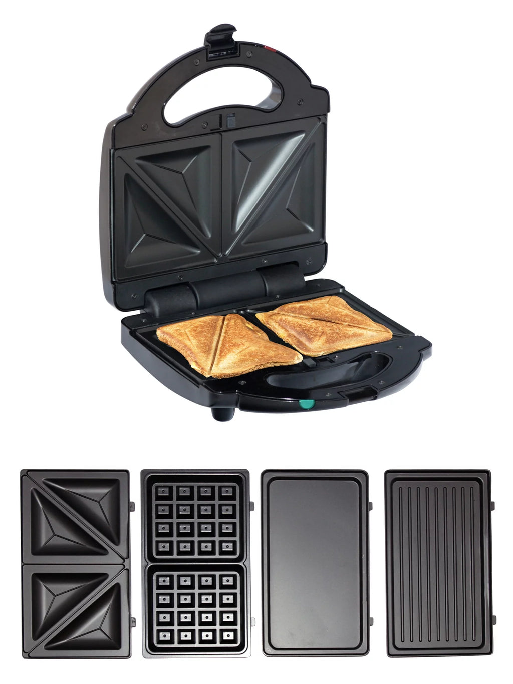 4-in-1 Waffle Maker with Removable Non-Stick Cast Iron Plates R4707