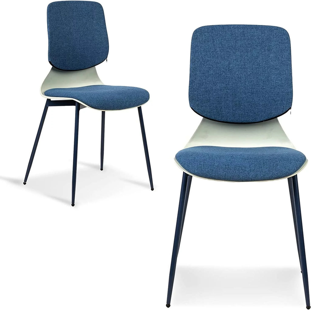Blue Upholstered Dining Chair with Iron Legs Set of 2 T745758