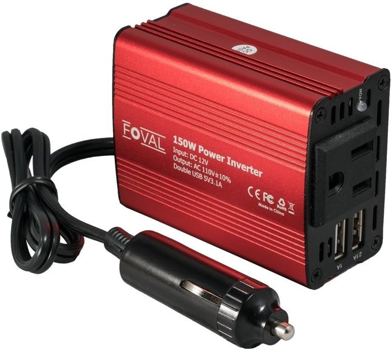 150W Car Power Inverter 12V DC to 110V AC Converter with 3.1A Dual USB, Pack of 2 W87901