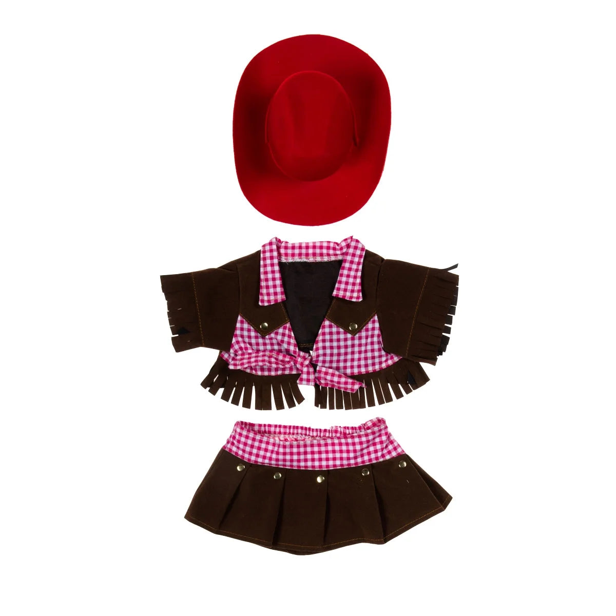 Cowgirl Pink And Brown Outfit With Red Hat Fits Most 14"-18" H581572