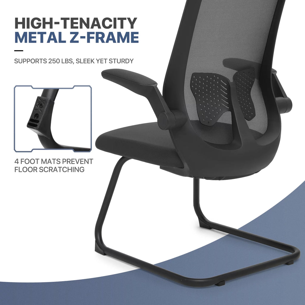 Black Set of 2 Mesh Office Chair with Lumbar Support I132554