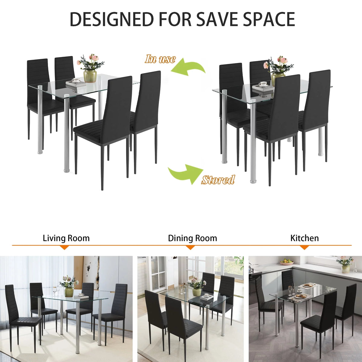 5-Piece Faux Marble Top Velvet Dining Table Set G48841