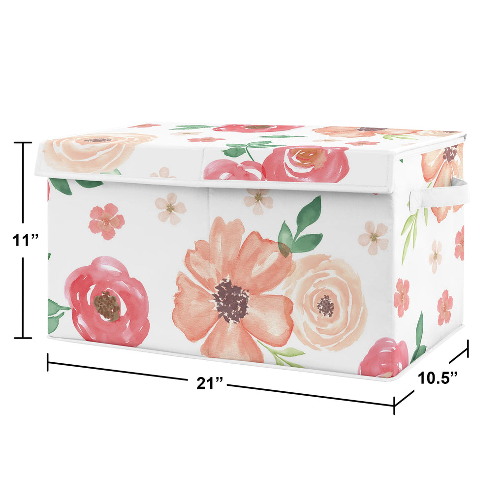 Watercolor Floral Peach Rose Storage Fabric Toy Box U9269