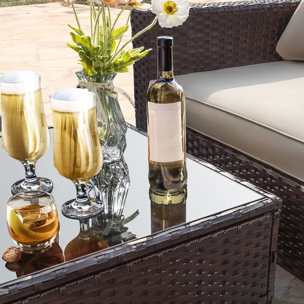 7 Pieces Wicker Rattan Sectional Sofa Set with Storage Box U882223