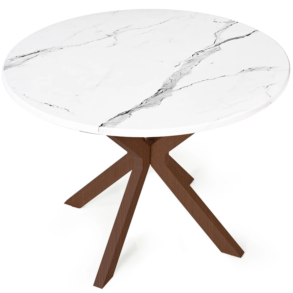 39.4" Round Wood Dining Table with Steel Legs Y4373