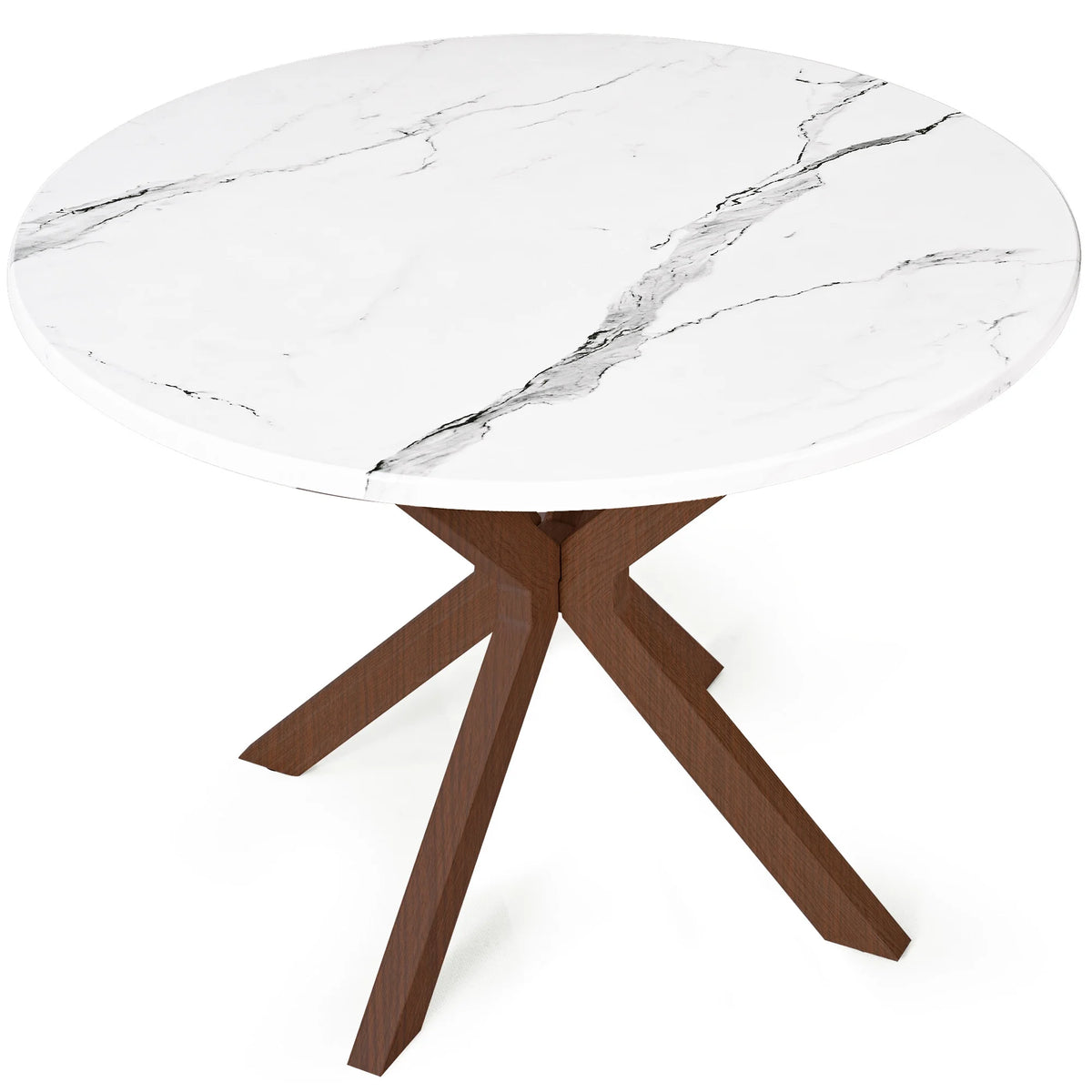 39.4" Round Wood Dining Table with Steel Legs Y4373