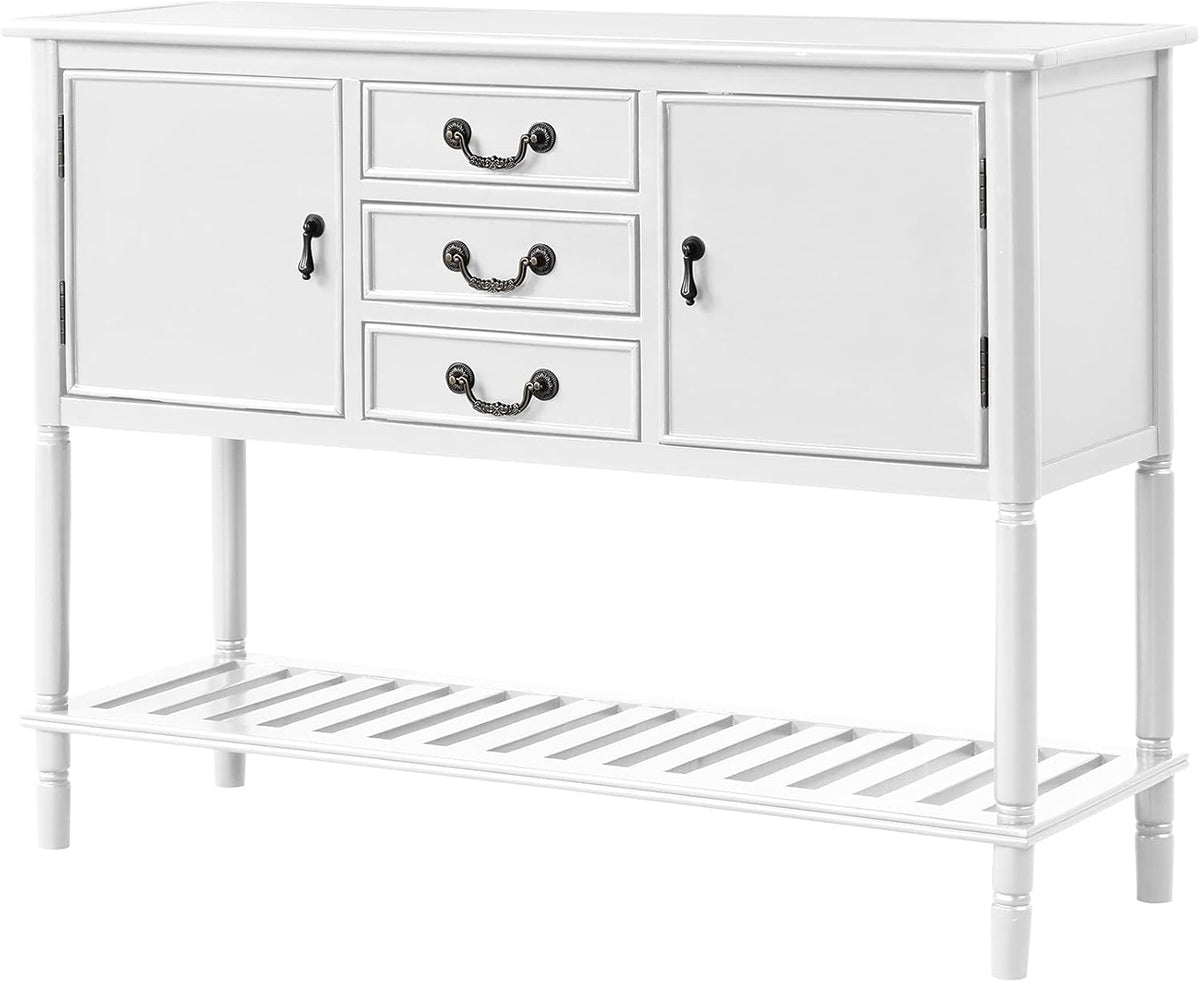 Solid Wood Console Table with 3 Drawers, 2 Cabinet and 1 Shelf J378