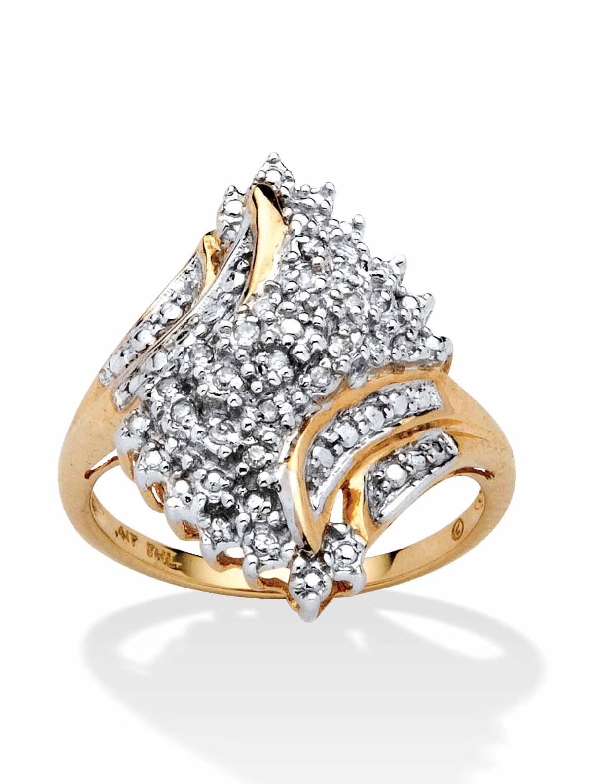 1/10 TCW Round Diamond Swirled Ring in Solid 10k Gold Y19148